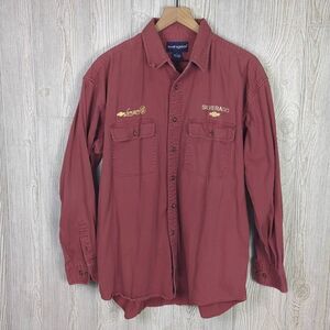 Swingster Mens Large Button Down Shirt Burgundy Chevrolet Silverado Embroidered